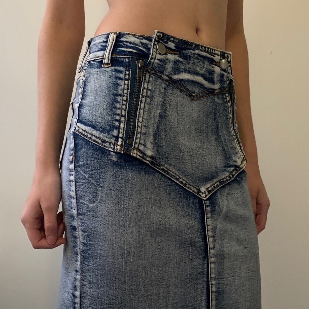 80’s punk acid wash jean skirt.